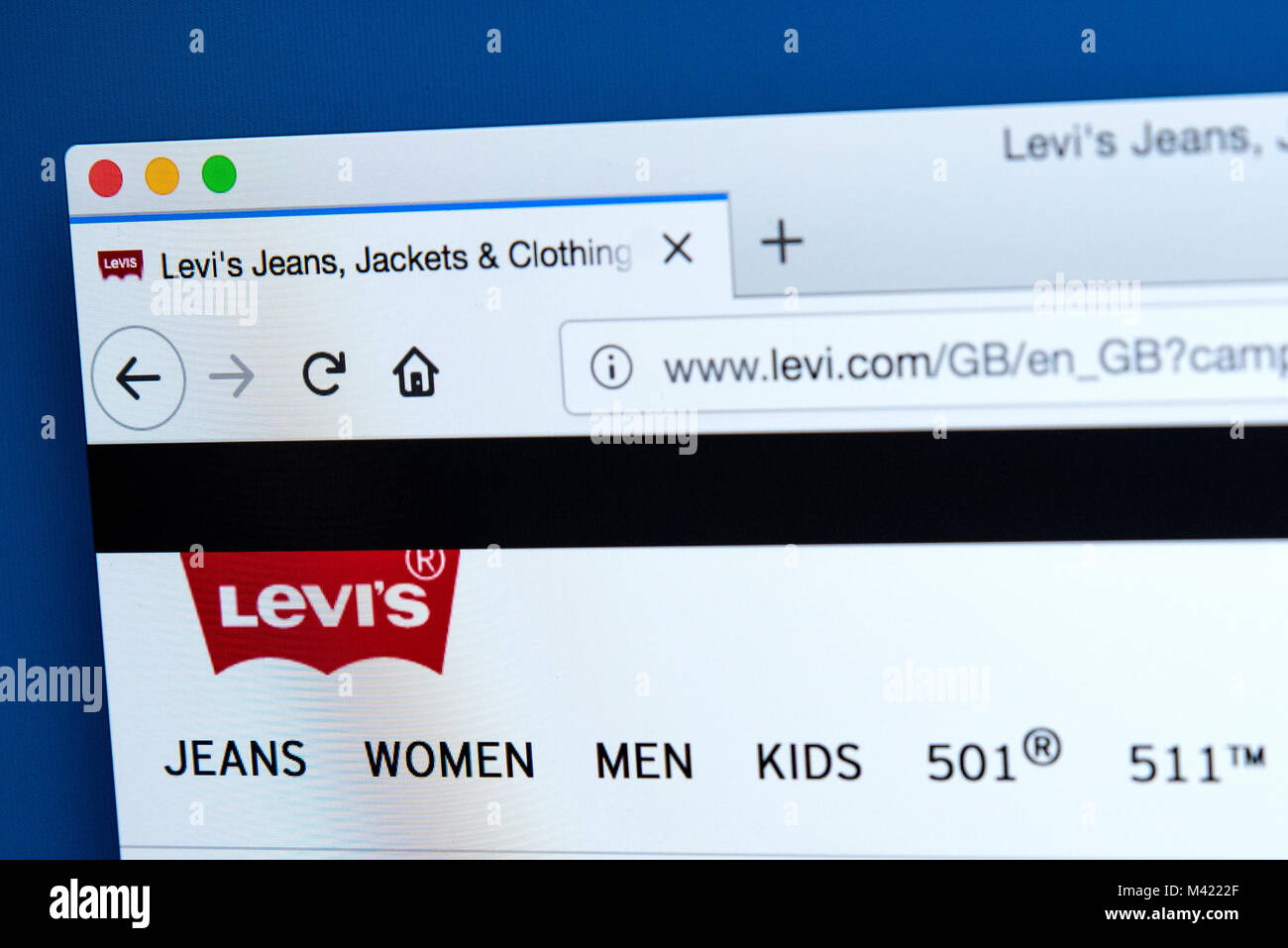 Londres, Reino Unido - 08 DE FEBRERO DE 2018: La página de inicio del sitio web  oficial de Levis - American Clothing Company, el 8 de febrero de 2018  Fotografía de stock - Alamy