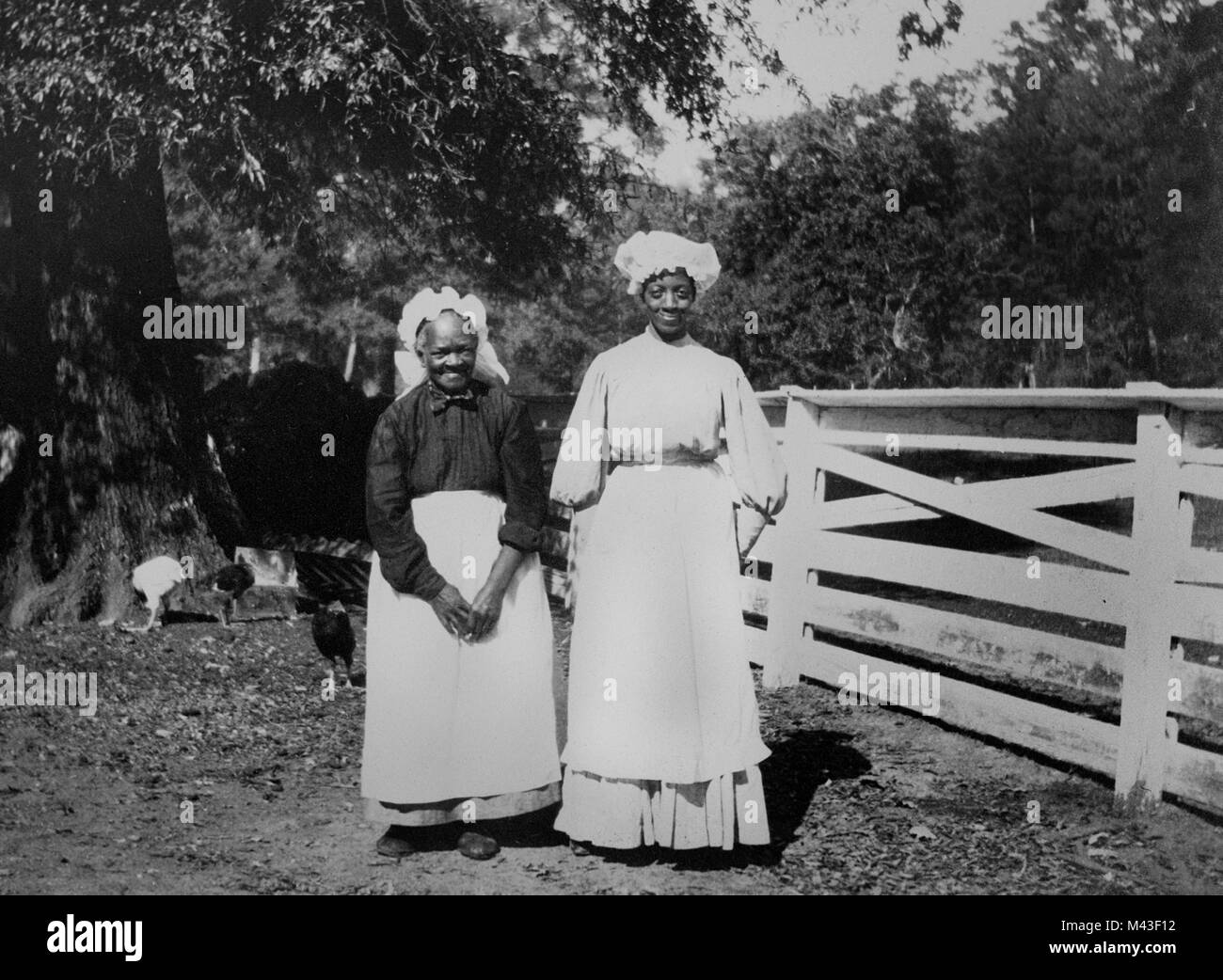 Retrato de dos mujeres afroamericanas de aparceros en el Delta del Mississippi, ca. 1910. Foto de stock