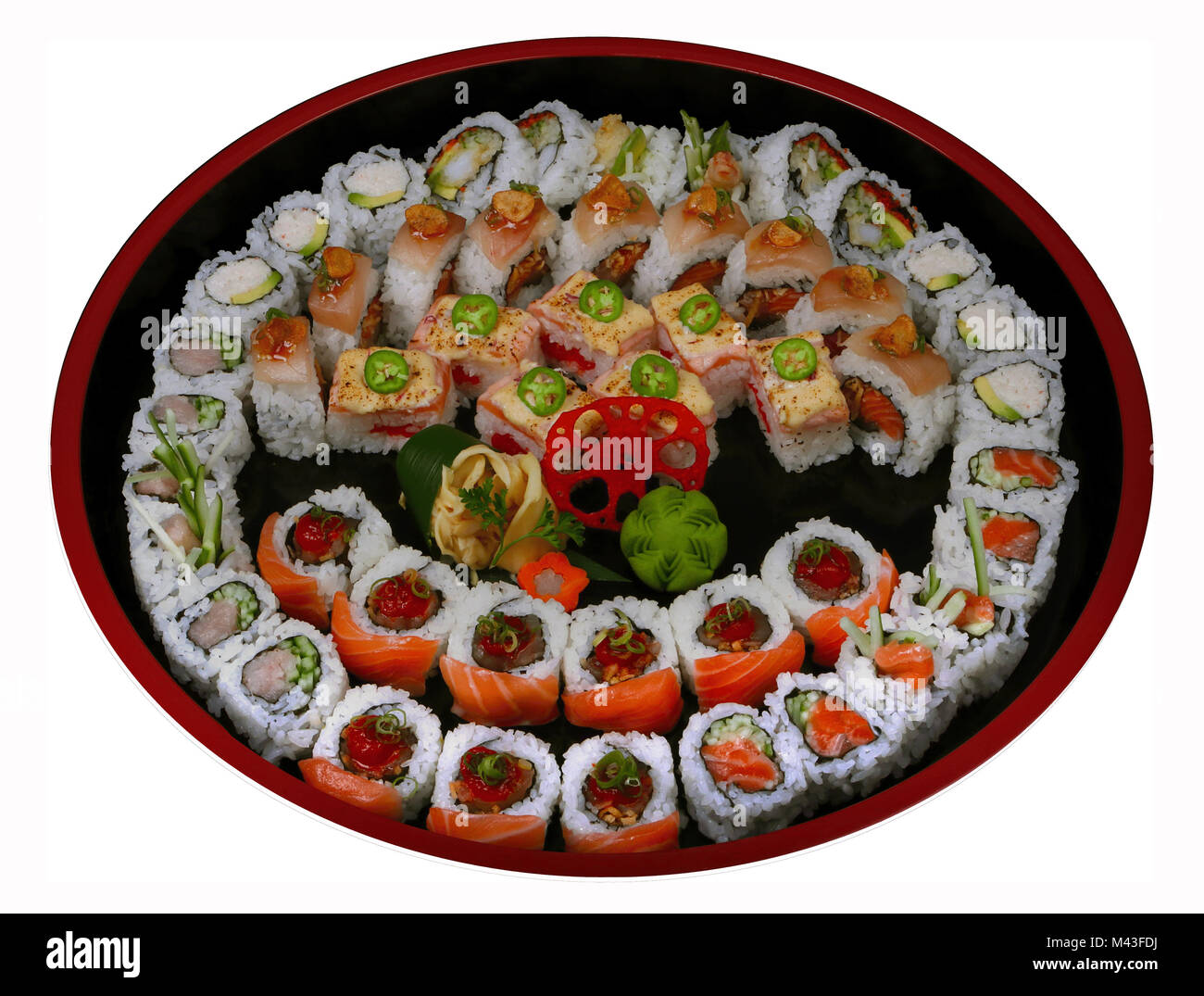 Sushi conjunto aislado sobre fondo blanco. Foto de stock