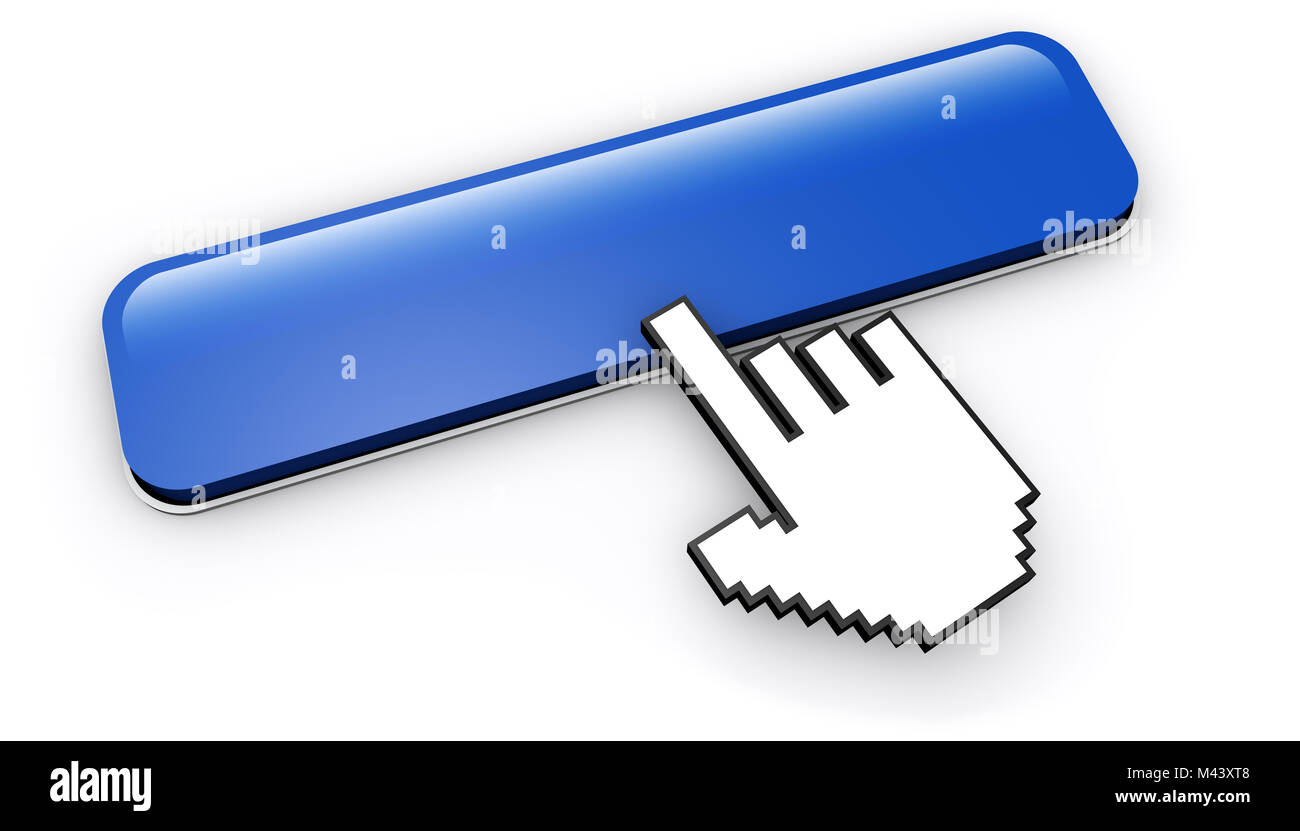 Botón de página en blanco con el cursor en forma de mano vacía y haga