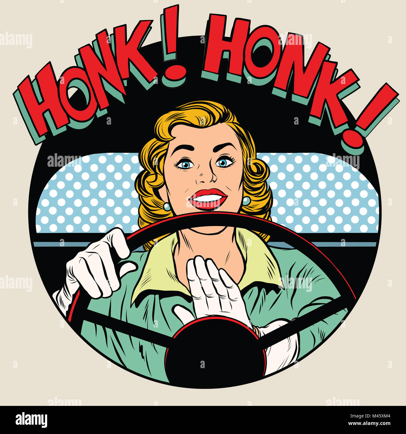 Honk bocina del vehículo conductor mujer Fotografía de stock - Alamy
