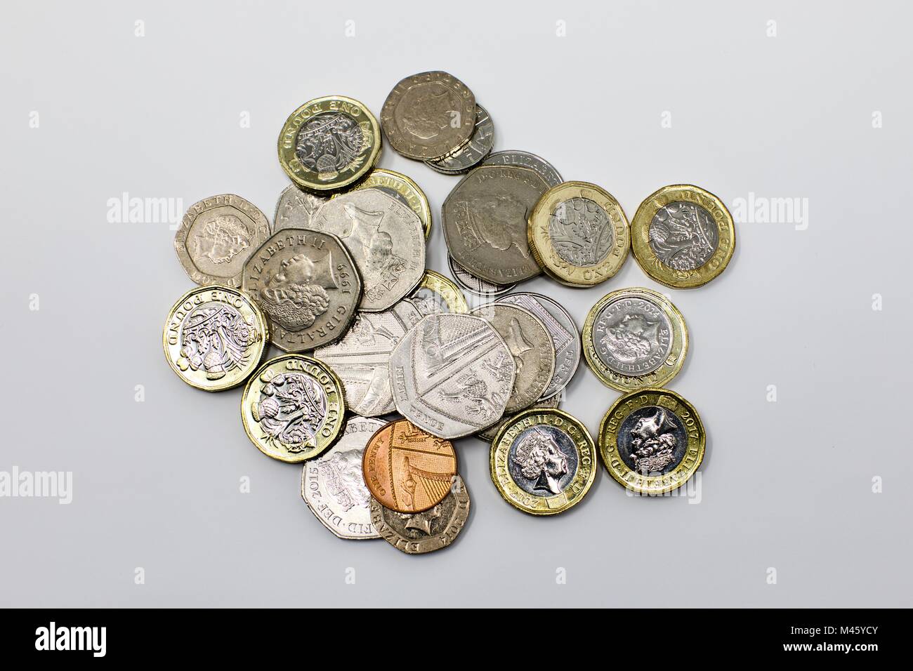 Colección de monedas de Inglaterra Foto de stock
