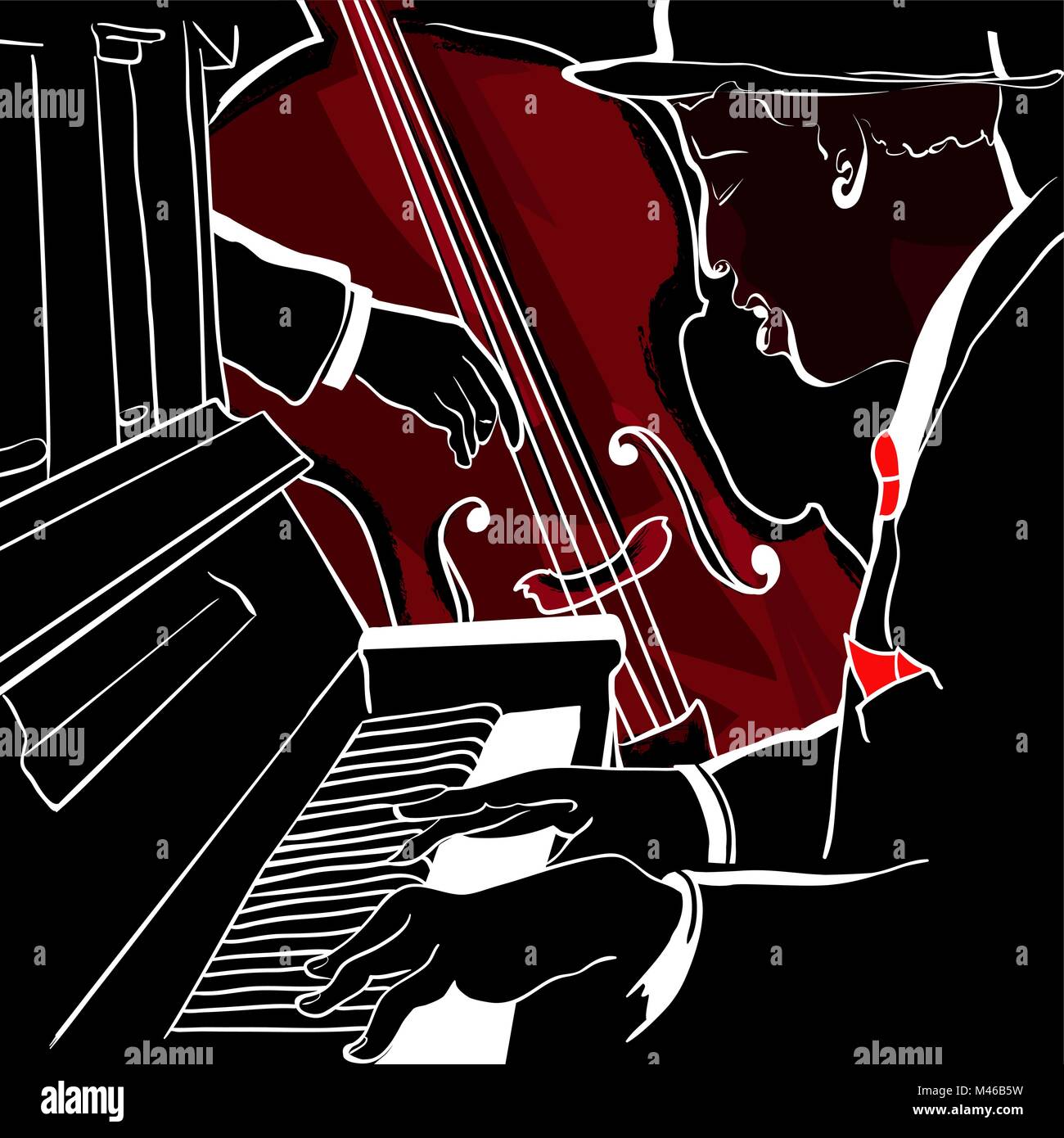 Doble bajo y piano. Jazz o músicos clásicos. - ilustración vectorial Imagen Vector de stock - Alamy