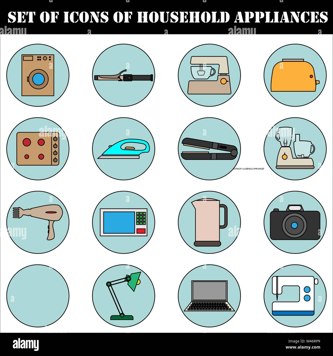 Conjunto de cocina, electrodomésticos, electrónica para el hogar Imagen  Vector de stock - Alamy