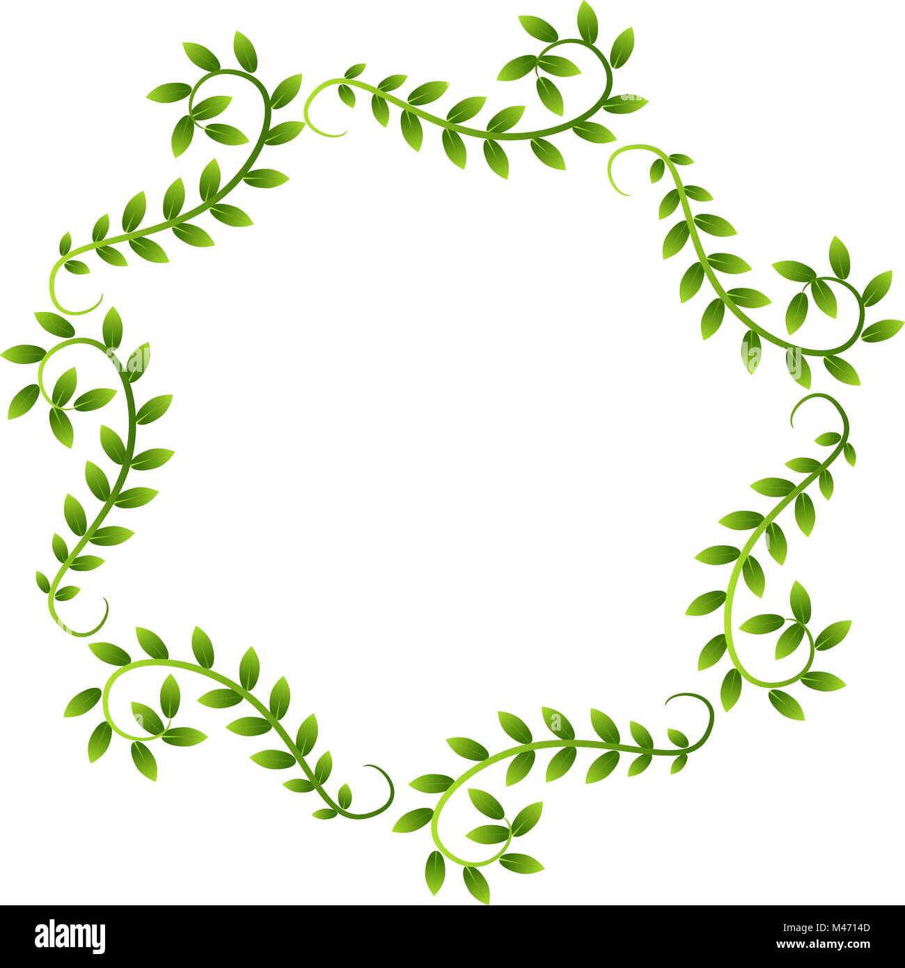 La imagen de una planta de hojas de vid Frame Corona frontera aislado en blanco. Ilustración del Vector