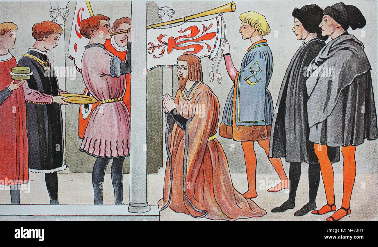 La ropa, la moda en Francia en la época del Renacimiento en torno a  1500-1575, la moda española de los franceses, pijo de la sociedad, desde la  izquierda, dos ciudadanos franceses, un