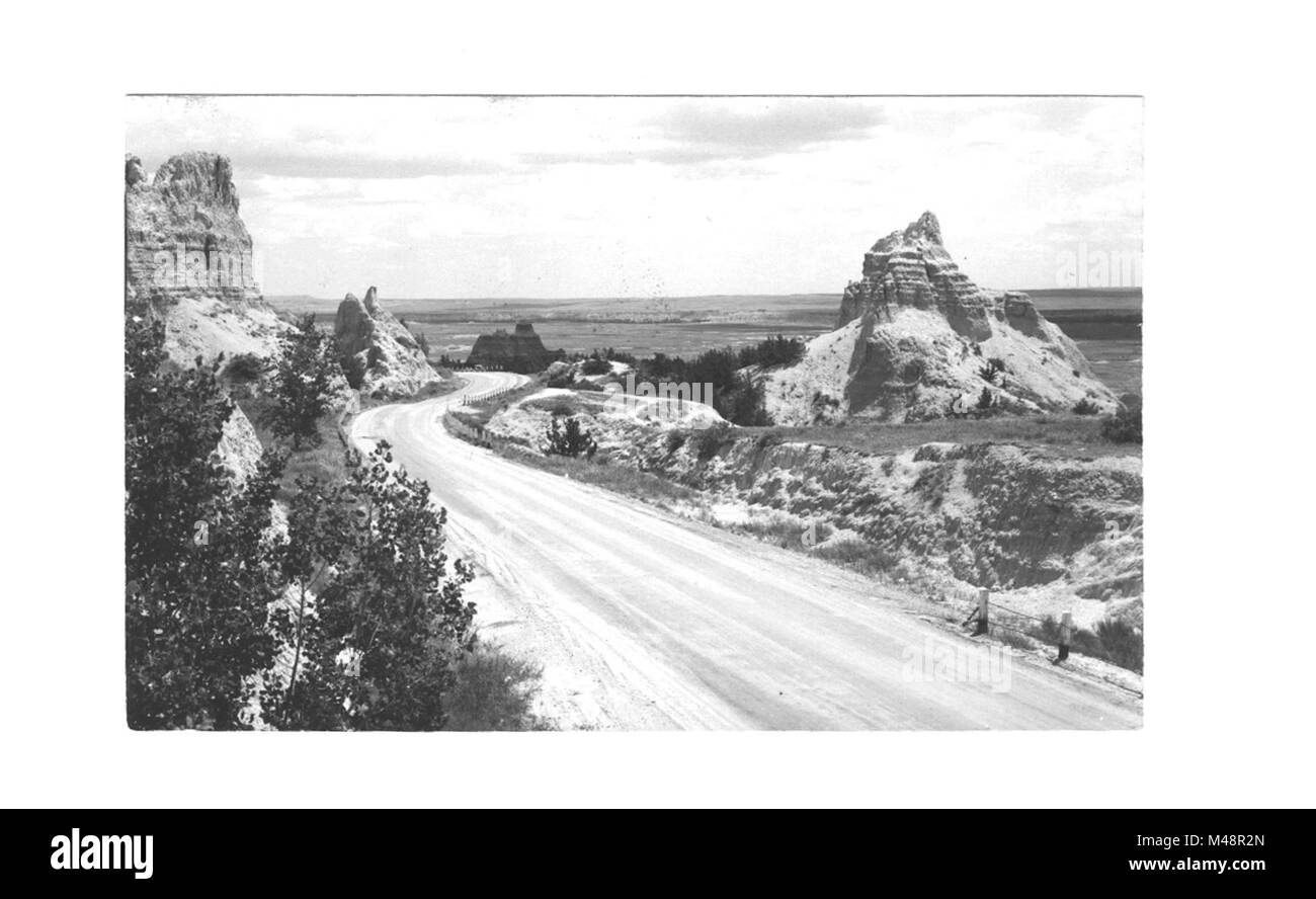 El Parque Nacional Badlands, fotografías históricas en blanco y negro. pre-CAT. Foto de stock