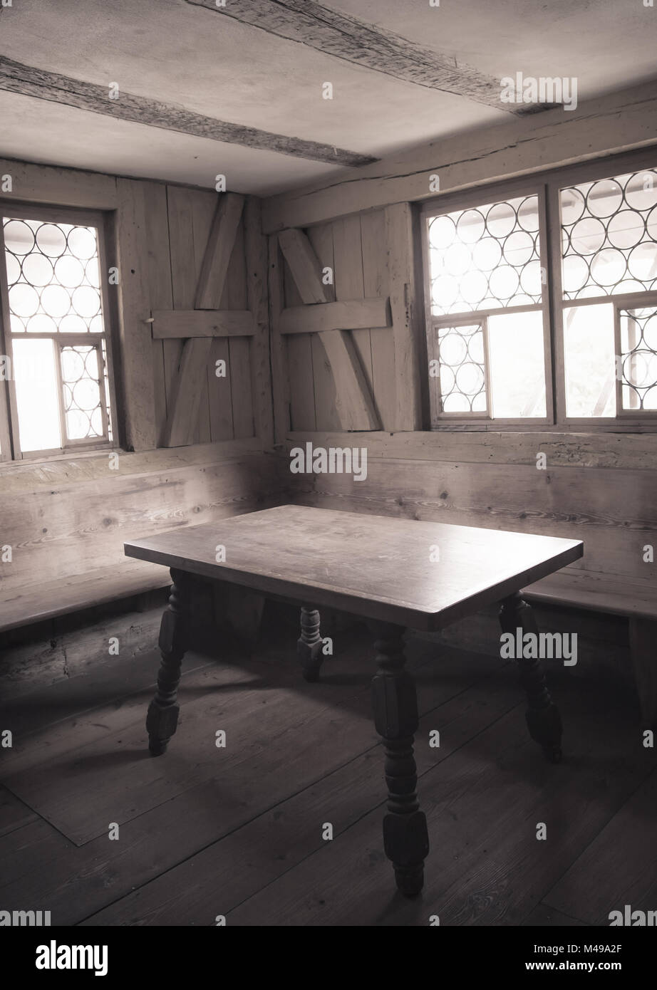 Imagen vintage de madera comedor interior Foto de stock