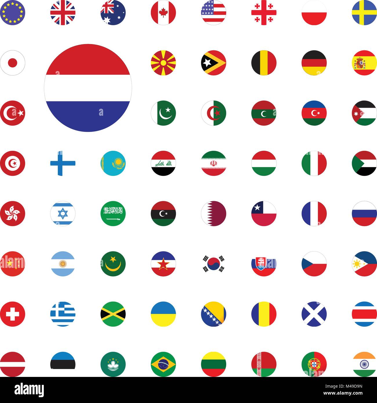 abeja Regreso comerciante Países Bajos Round icono de bandera. Mundo redondo banderas iconos conjunto  ilustración vectorial Imagen Vector de stock - Alamy
