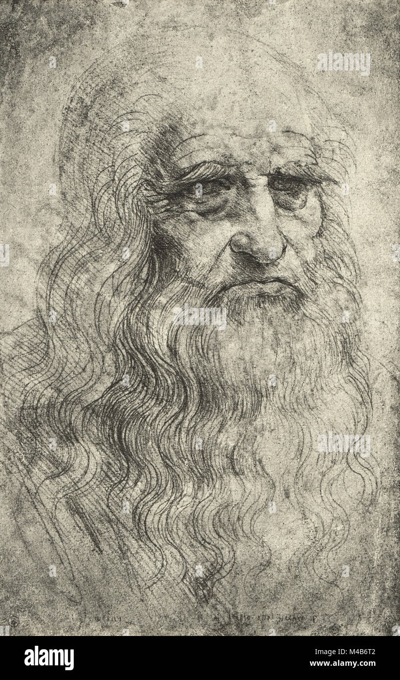 Autorretrato de Leonardo Da Vinci, circa 1512 Foto de stock