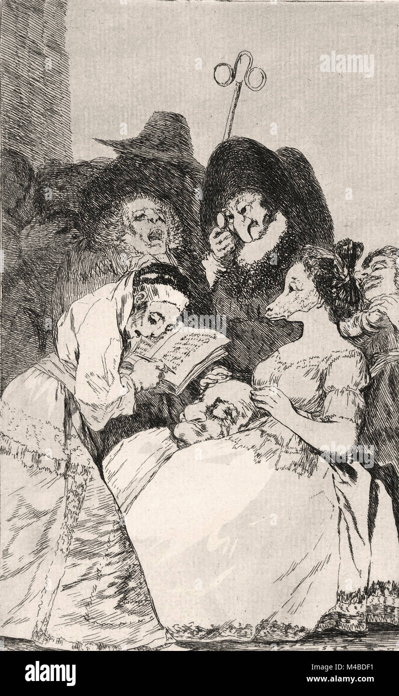 Francisco de Goya y Lucientes - la filiación (la filiacion), desde los caprichos (Los Caprichos), placa 57 Foto de stock