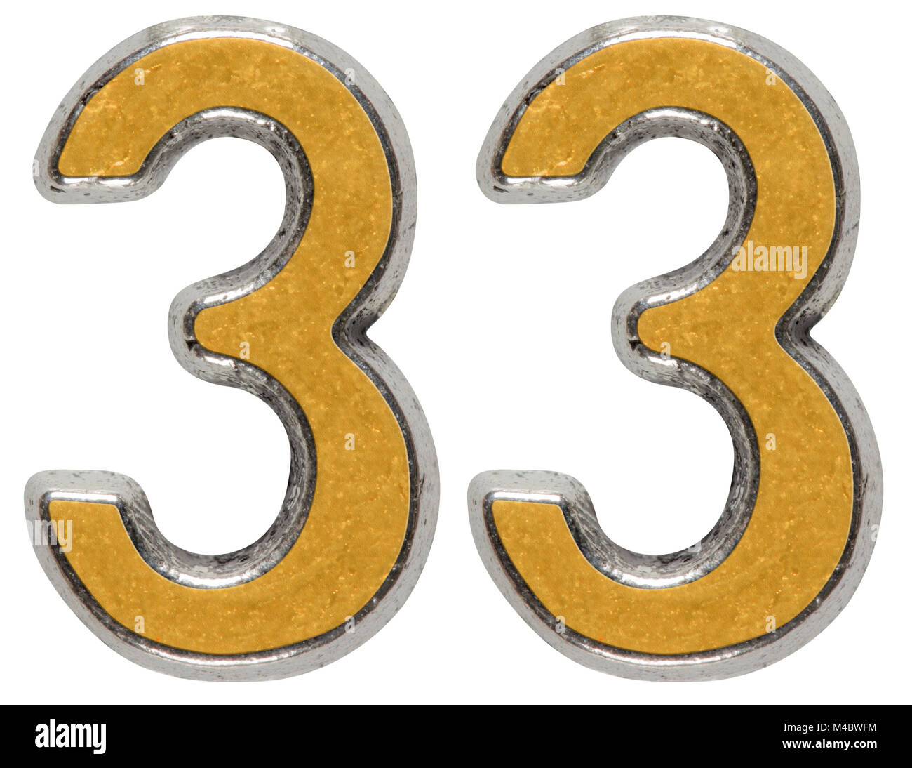Metal numeral 33, treinta y tres, aislado sobre fondo blanco Fotografía de  stock - Alamy