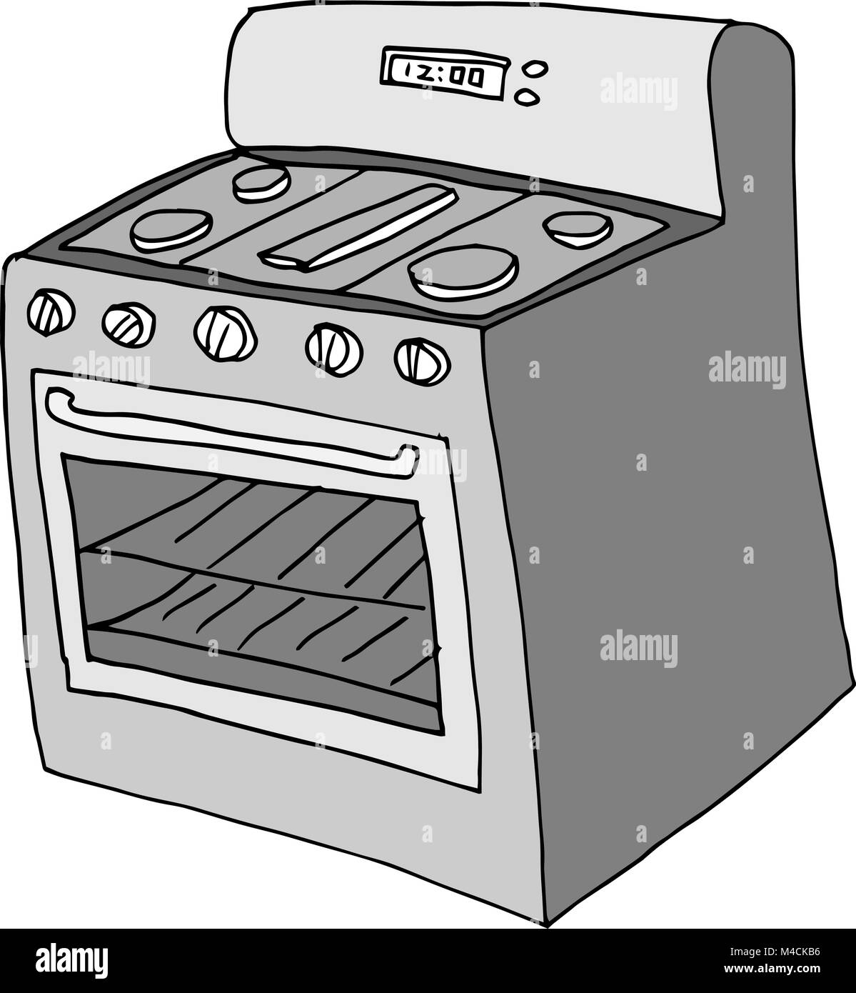 Una imagen de un dibujo de la estufa de estilo retro Imagen Vector de stock  - Alamy