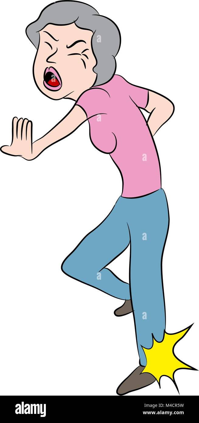 Una Imagen De Una Caricatura De Mujer Con Dolor En Sus Pies Imagen Vector De Stock Alamy