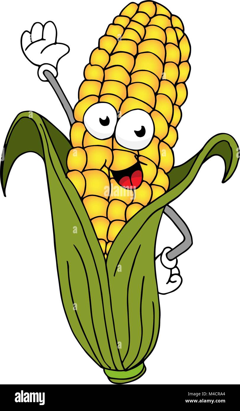La imagen de una mazorca de maíz personaje de dibujos animados Imagen  Vector de stock - Alamy