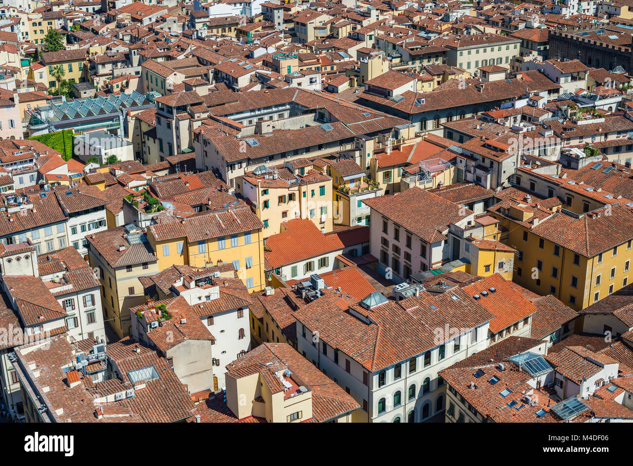 Vista aérea de la construcción de la ciudad, Florencia, Italia. Foto de stock