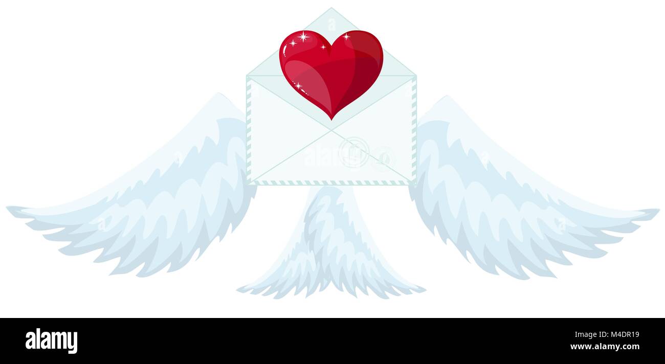 Sobres con alas como Cupido Enviar amor y corazón.el Día de San Valentín  Imagen Vector de stock - Alamy