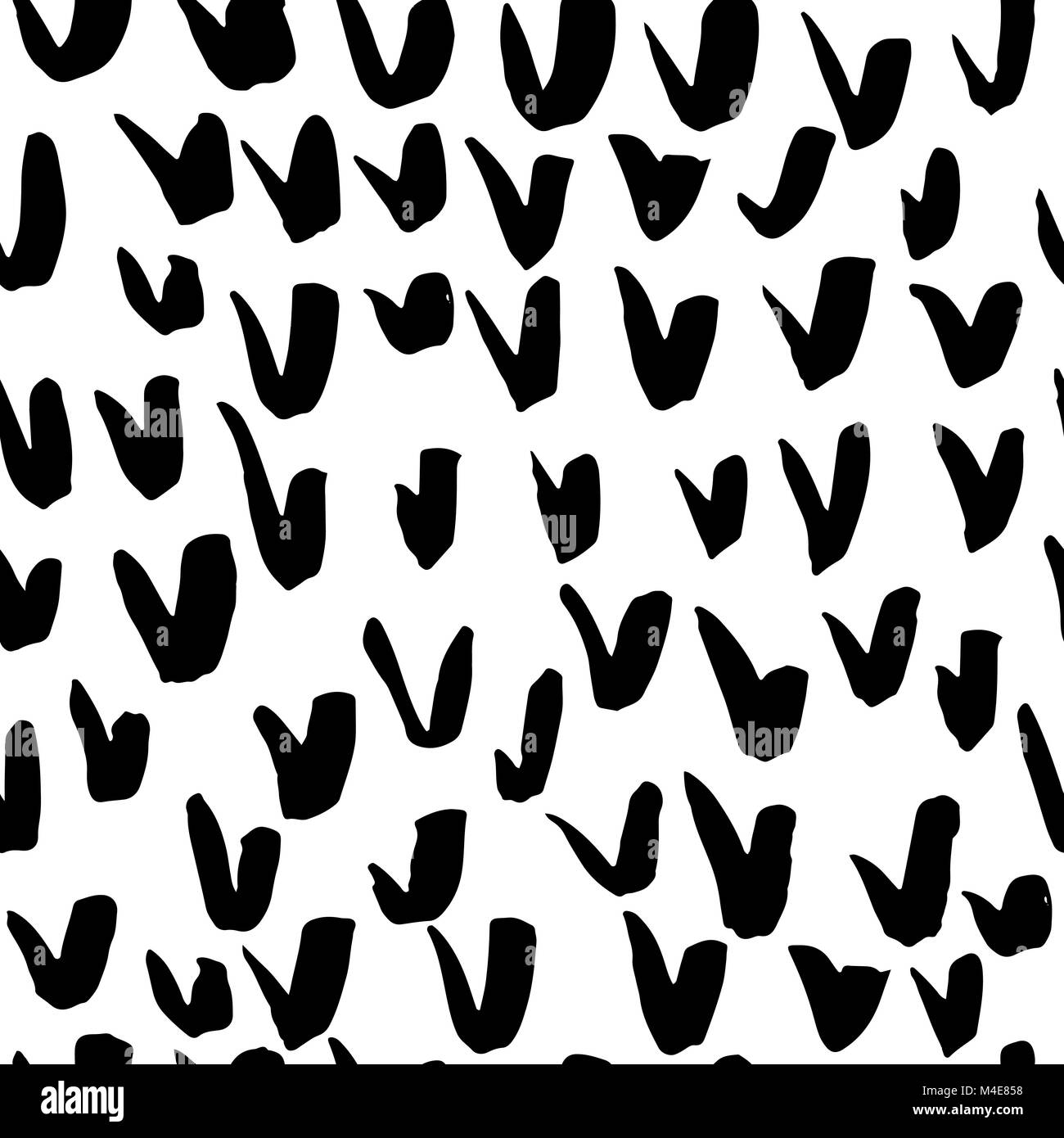 Marca de pincel patrón sin fisuras. Grunge garrapatas fondo pintados a mano. En blanco y negro ilustración vectorial. Ilustración del Vector