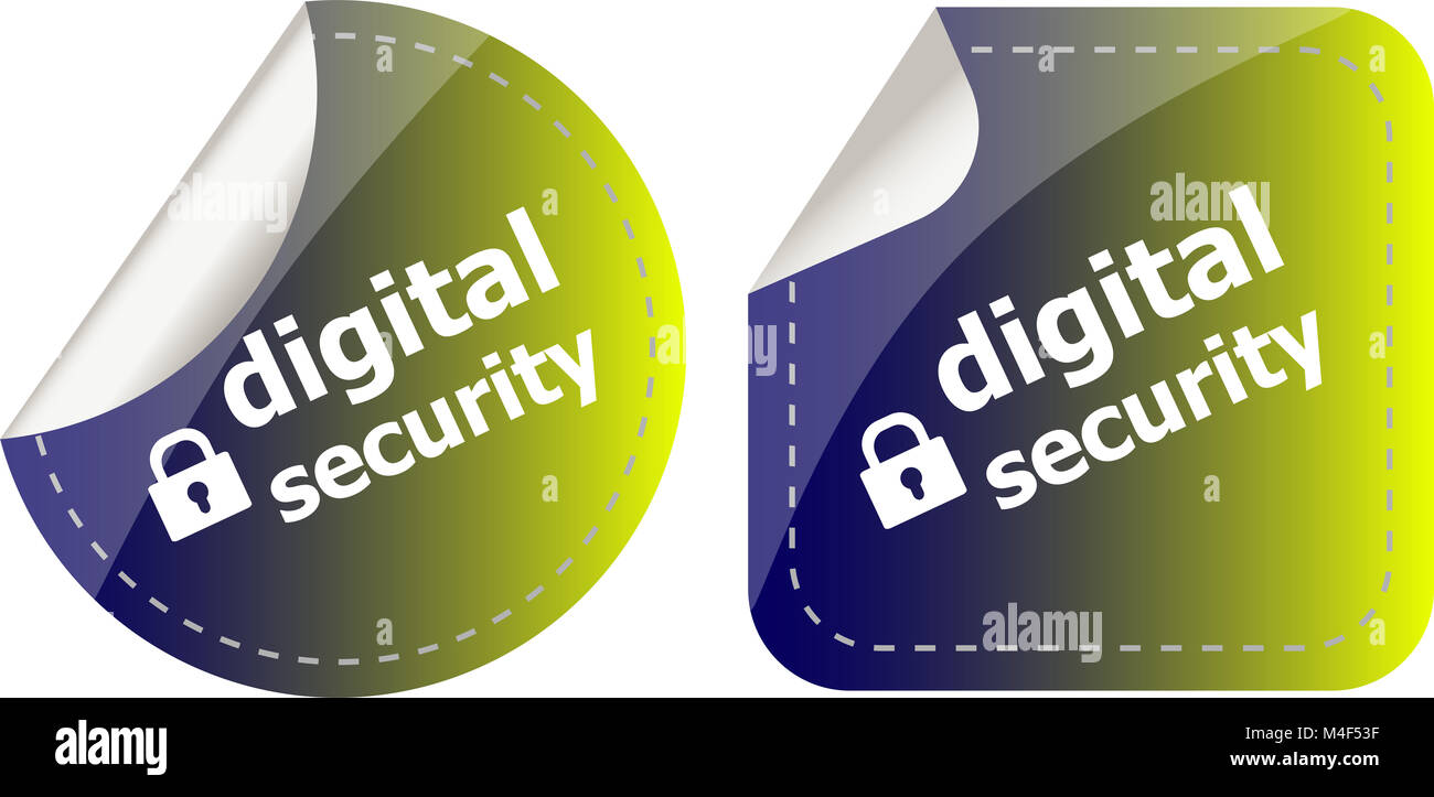 Pegatinas de seguridad digital etiqueta set Foto de stock