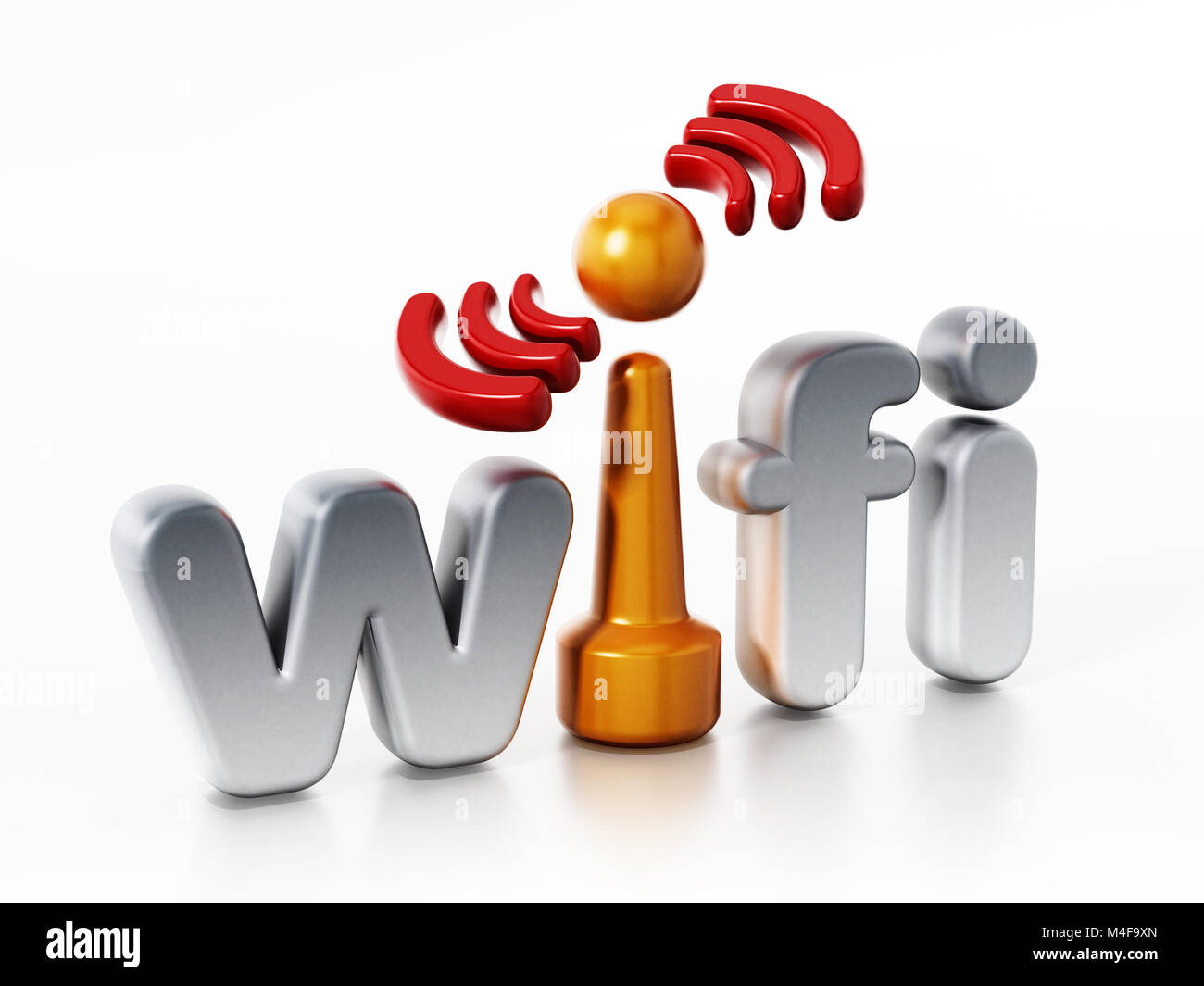 Logotipo de wifi y símbolo de conexión inalámbrica. Ilustración 3D. Foto de stock