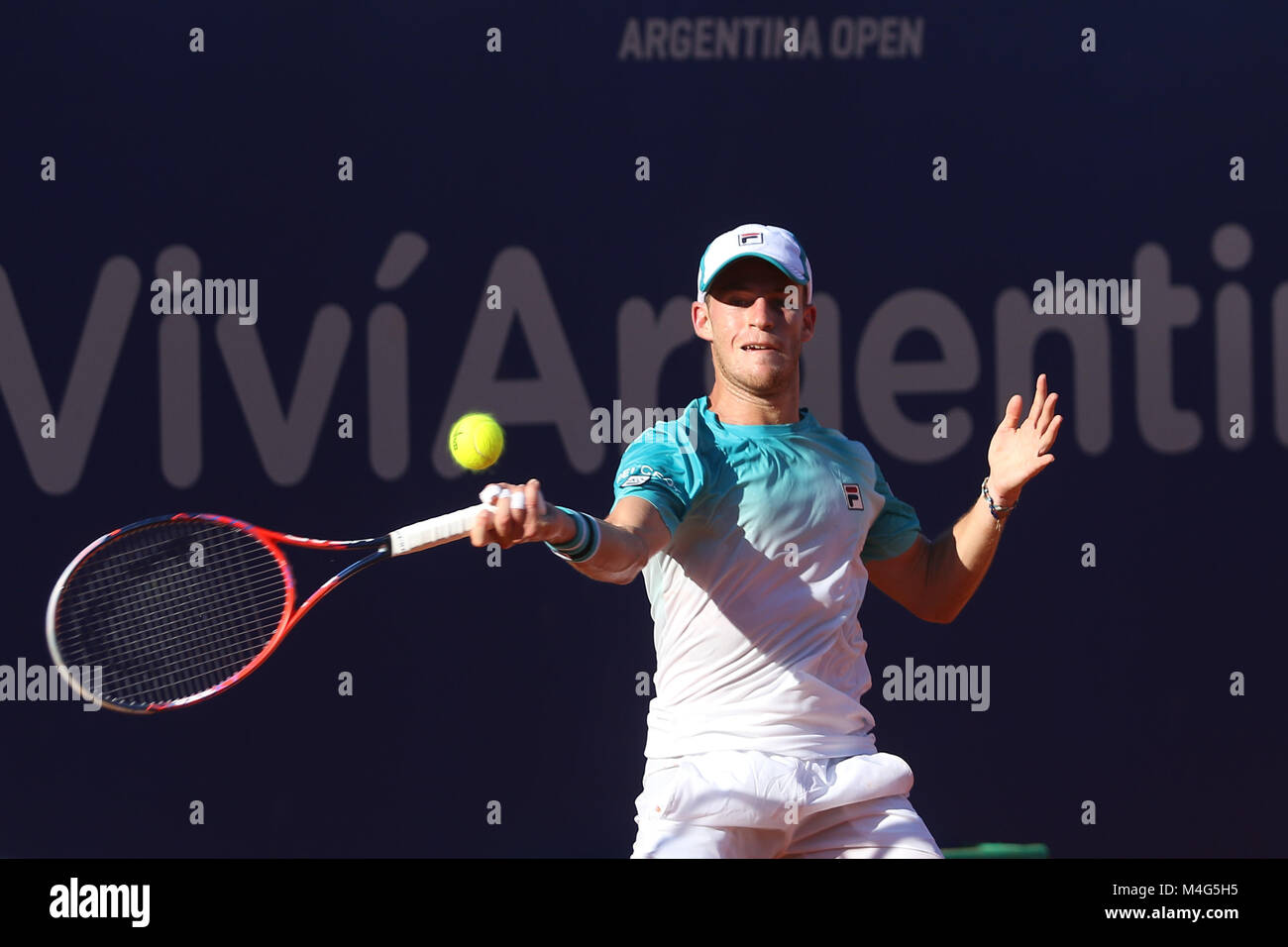Bueos Aires, Argentina. 16 Feb, 2018. Diego Schwartzman durante los cuartos de final del ATP de Buenos Aires 250 este viernes en el juzgado central de Buenos Aires Lawn Tennis, Argentina. Crédito: Néstor J. Beremblum/Alamy Live News Foto de stock