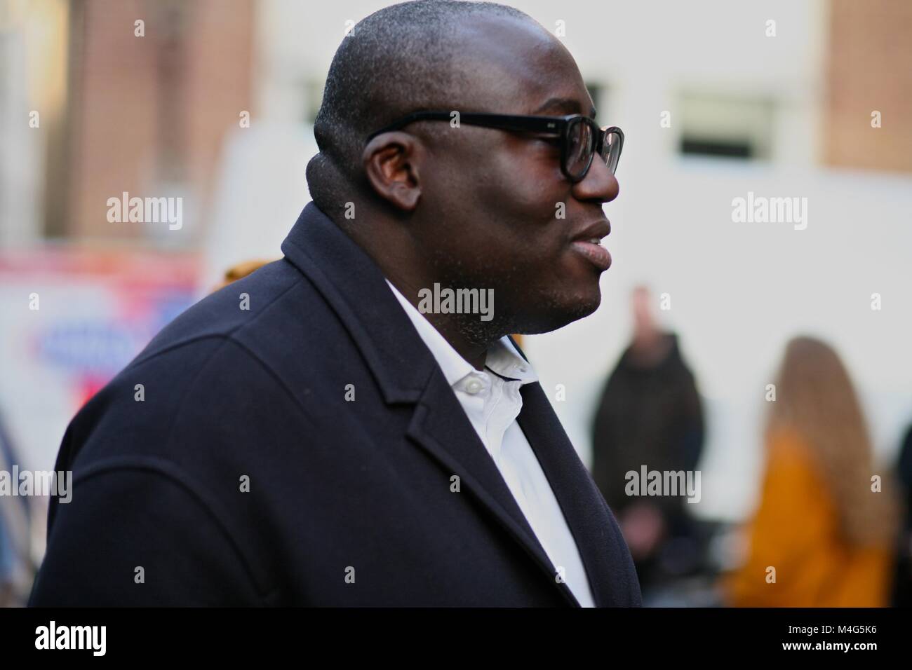 Londres, Reino Unido. 16 Feb, 2018. Jourdan Dunn, Edward Enninful y Vanessa Kingori asistir a la morera'sAutumn-Winter 2018 desfile durante el primer día de la Moda de Londres : Londo Febrero 2018 Crédito: sherion mullings/Alamy Live News Foto de stock