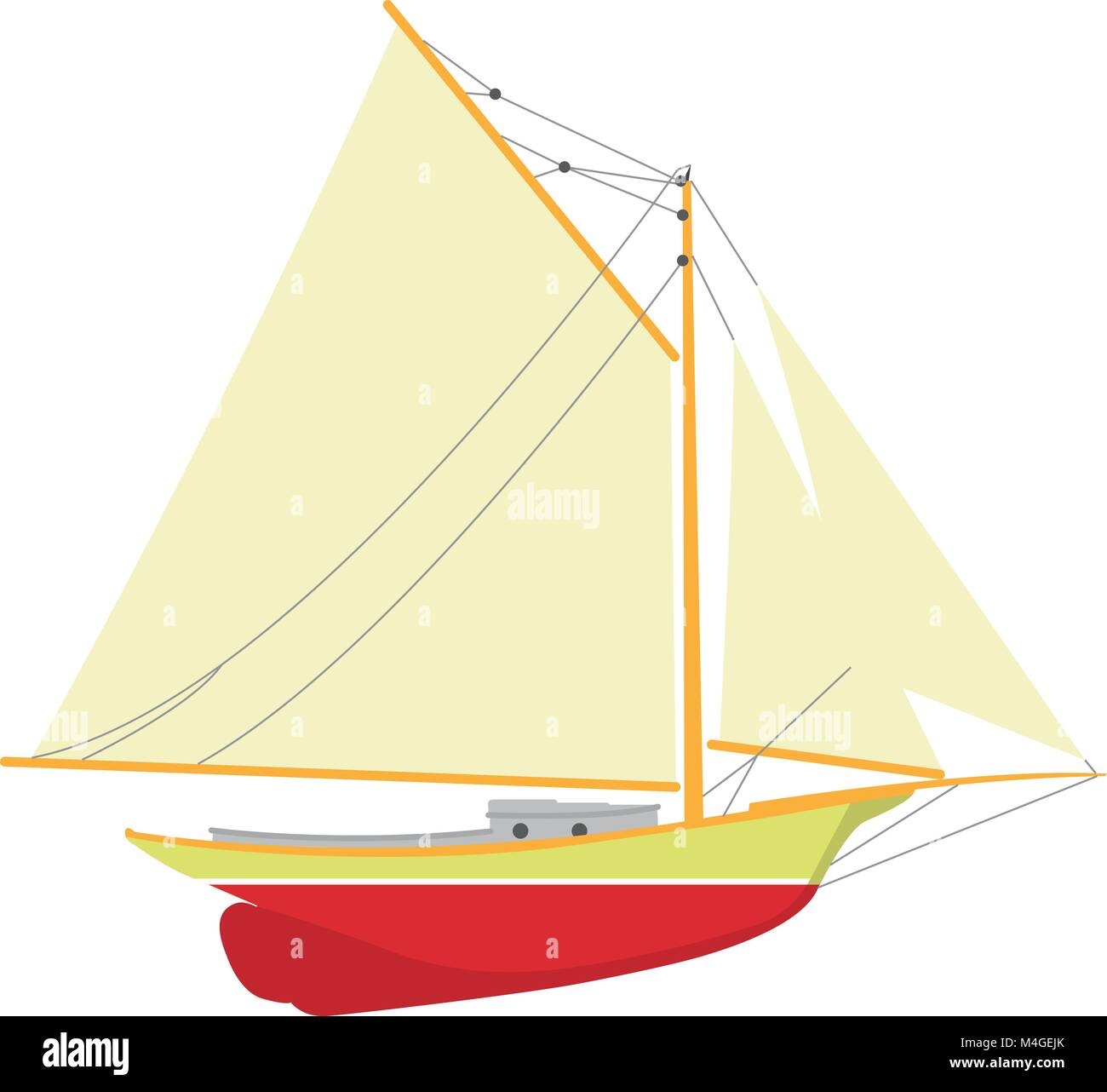 Velero o yate velero con vista lateral - fuera del agua Ilustración del Vector