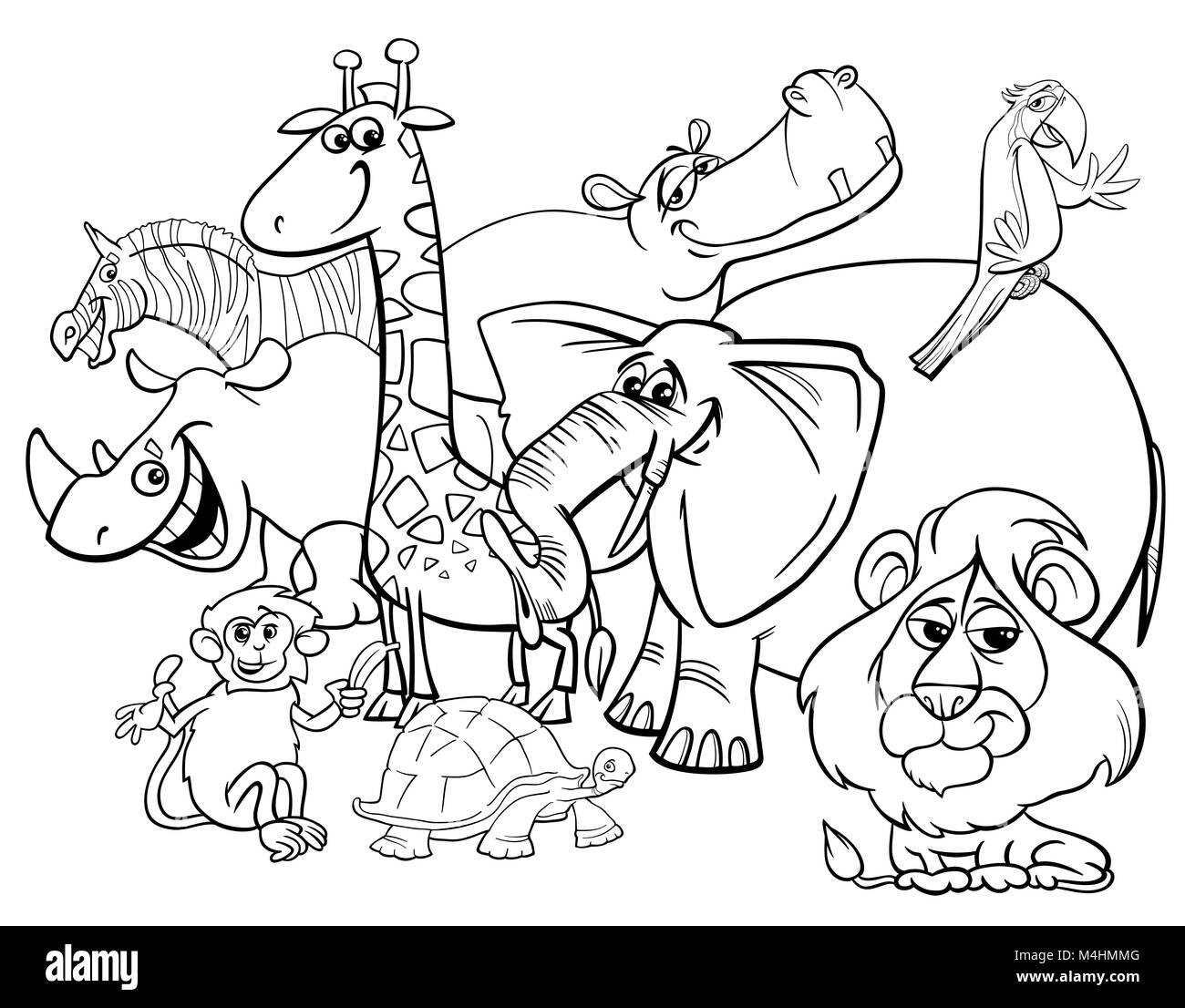 Página para colorear dibujos animados animales safari Fotografía de stock -  Alamy