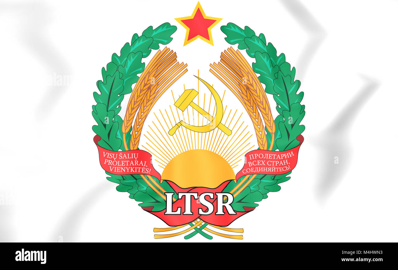 SSR lituano escudo de armas. Ilustración 3D. Foto de stock