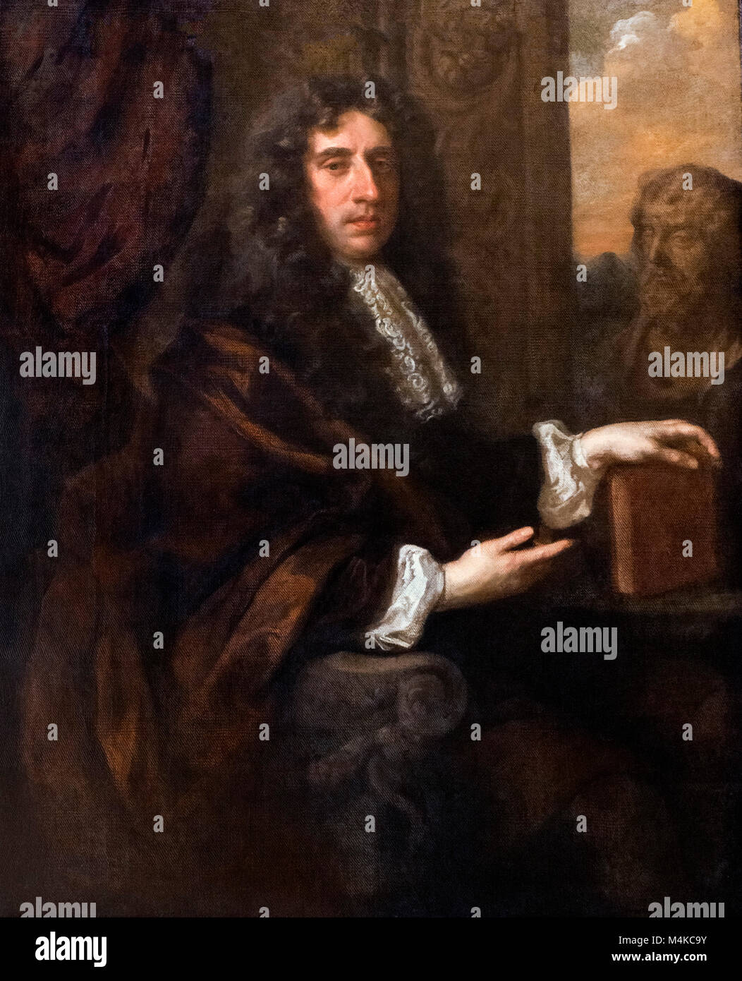 Sir Edmund King (1629-1709), retrato del médico Real por Sir Peter Lely, óleo sobre lienzo, 1670s Foto de stock