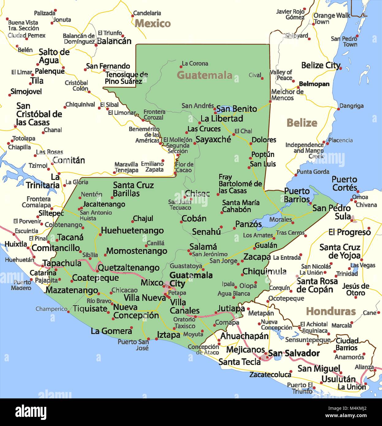 Mapa Del Vector De Guatemala Con Las Fronteras De Divisiones Pdmrea 4661