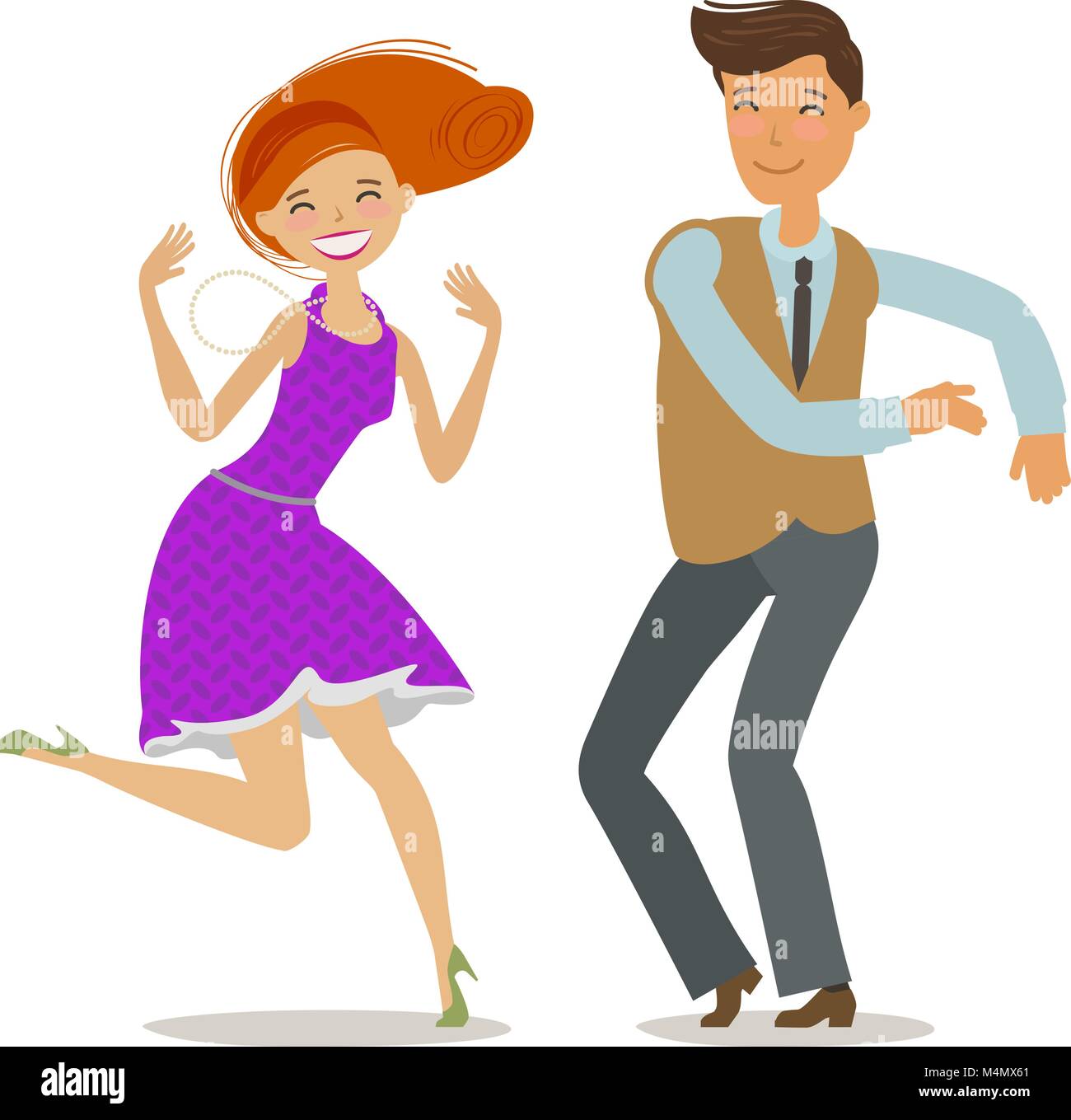 Pareja de bailarines. Fiesta de Baile concepto. Ilustración vectorial de  dibujos animados Imagen Vector de stock - Alamy