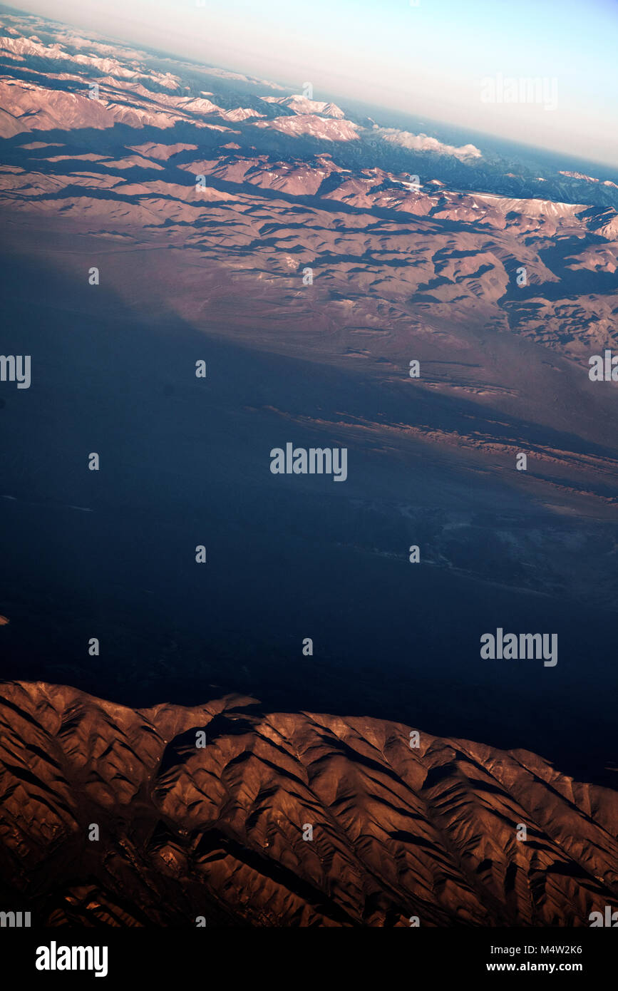 Las imágenes aéreas mientras volaba sobre partes de la Argentina. Foto de stock
