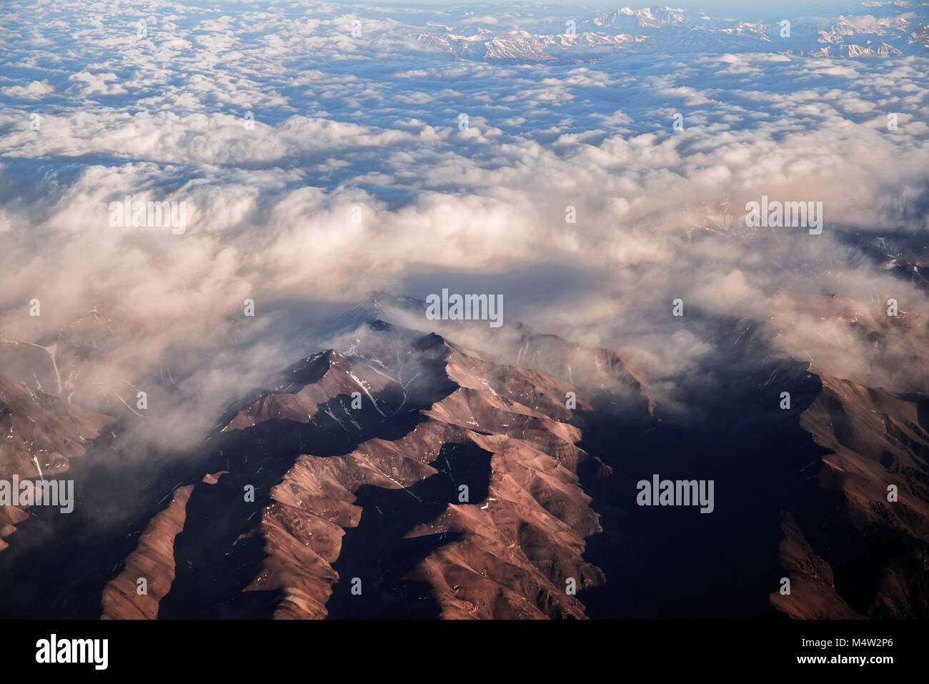 Las imágenes aéreas mientras volaba sobre partes de la Argentina. Foto de stock