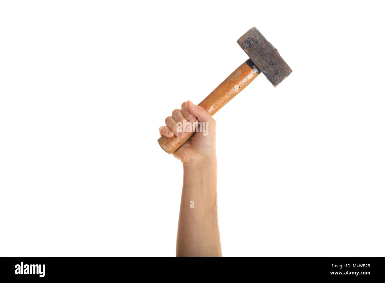 Tiro Cercano De Una Mano Que Sostiene Un Pequeño Martillo De Madera Aislado  En Blanco Fotos, retratos, imágenes y fotografía de archivo libres de  derecho. Image 74161157