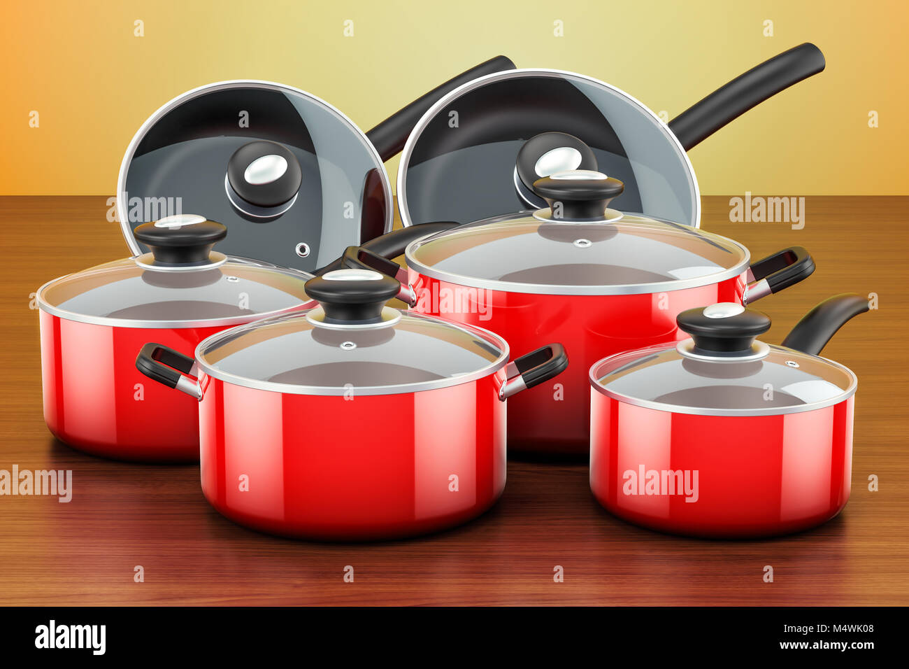 https://c8.alamy.com/compes/m4wk08/juego-de-cocinar-rojo-utensilios-de-cocina-y-vajilla-las-ollas-y-sartenes-en-la-mesa-de-madera-3d-rendering-m4wk08.jpg