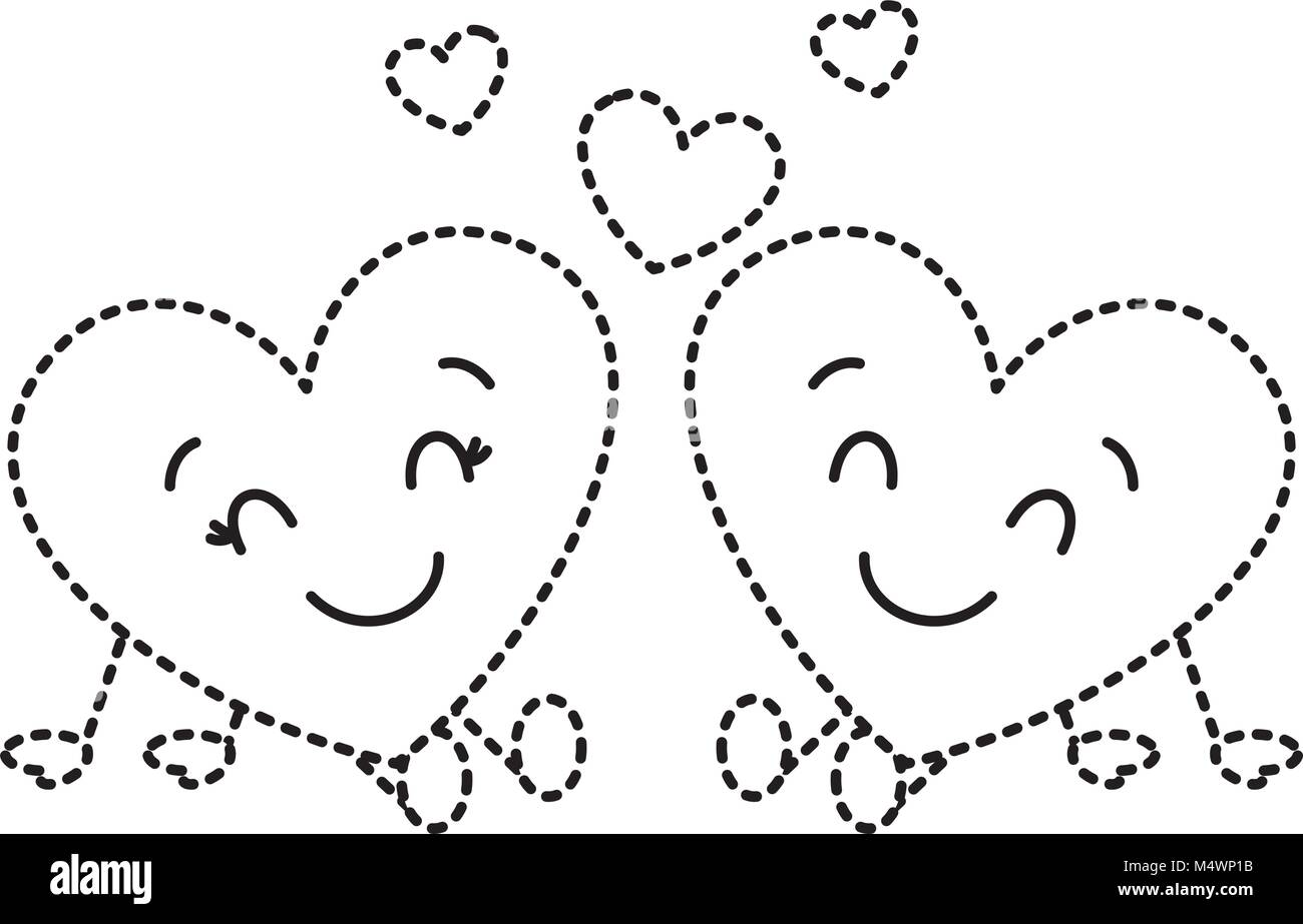 Bonitos corazones pareja sentada la relación de amor de dibujos animados  Imagen Vector de stock - Alamy