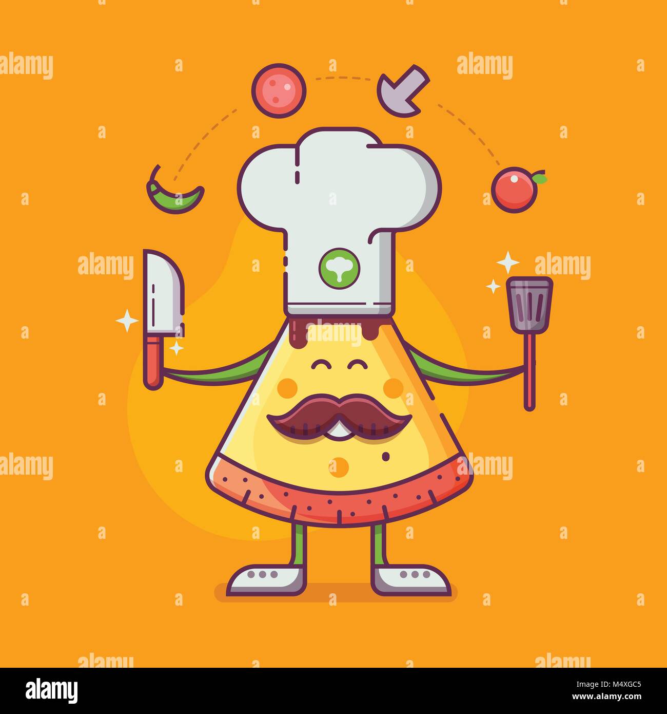 Hombre Pizza en Chef Hat cocinar Imagen Vector de stock Alamy