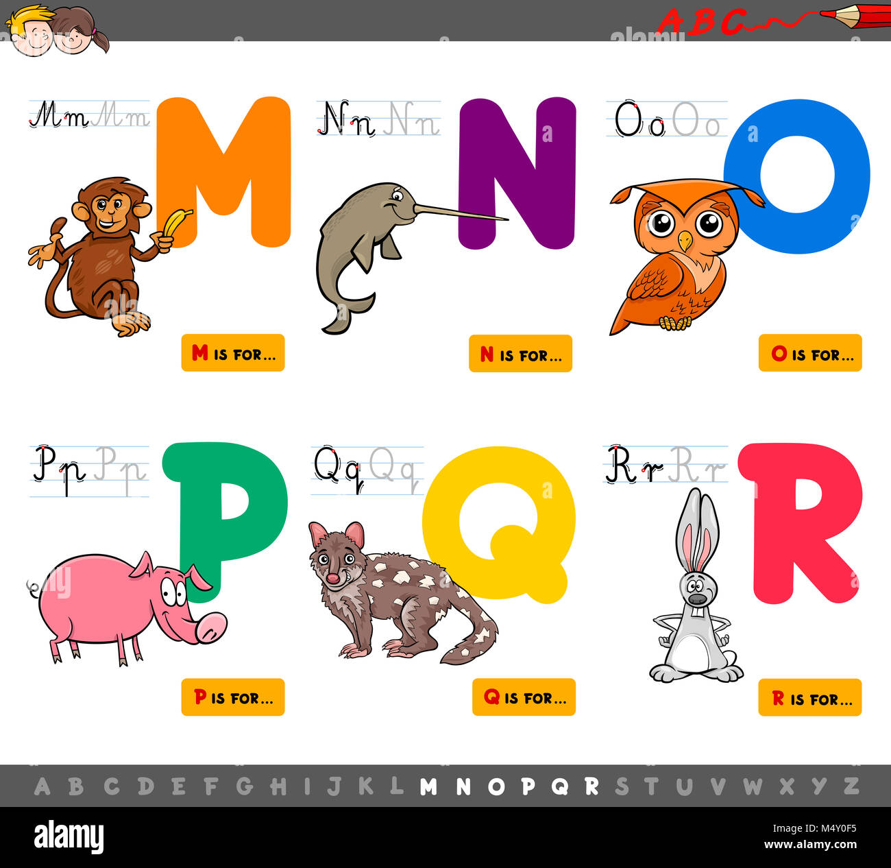 Dibujos animados educativos las letras del abecedario para niños Fotografía  de stock - Alamy