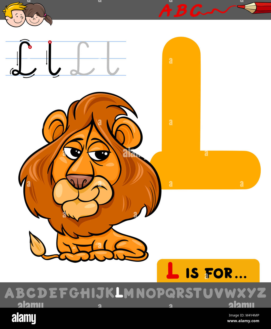 Letra l con dibujos animados animales león Fotografía de stock - Alamy