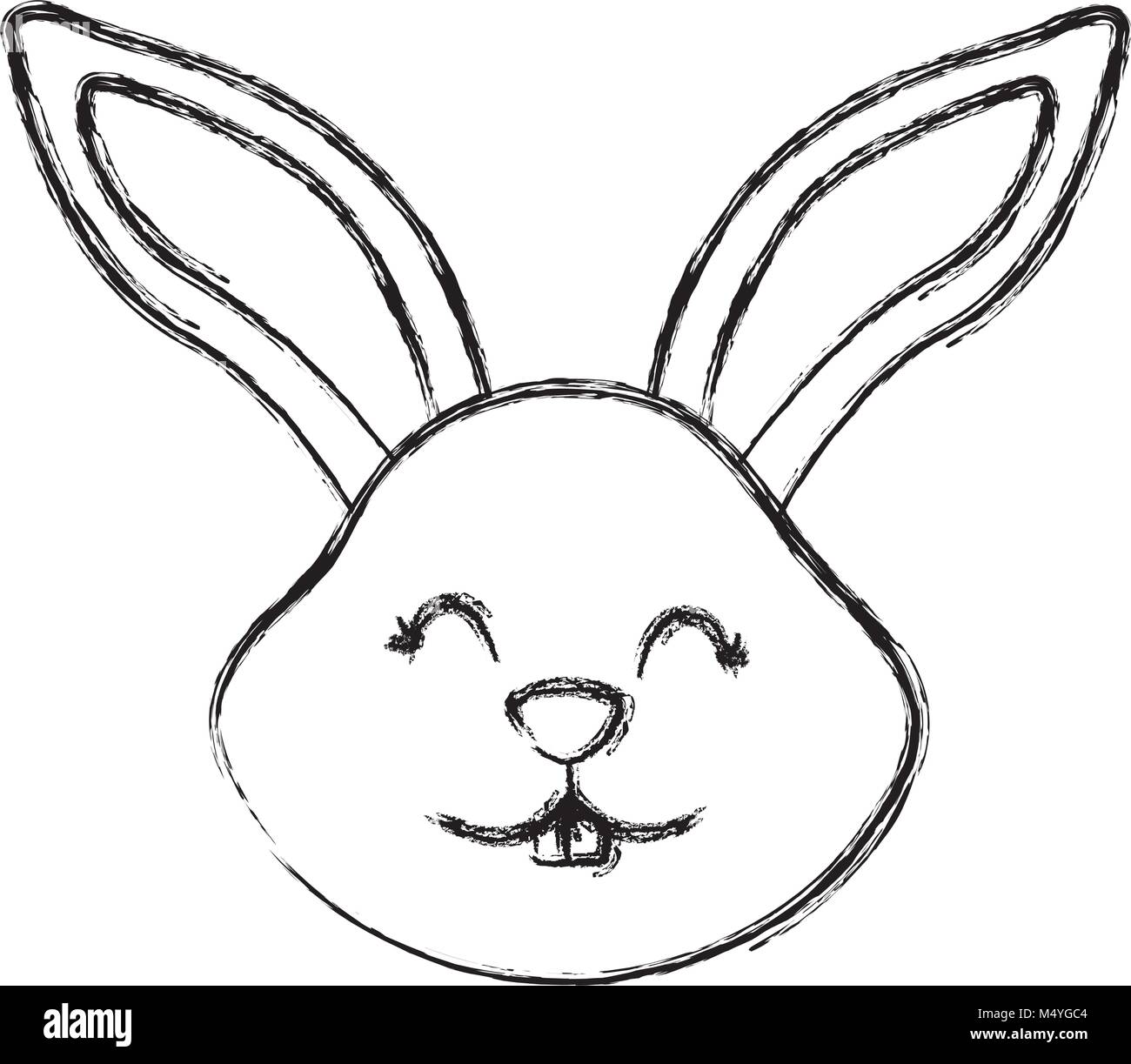 Lindo gracioso cabeza orejas de conejo de dibujos animados de animales  Imagen Vector de stock - Alamy