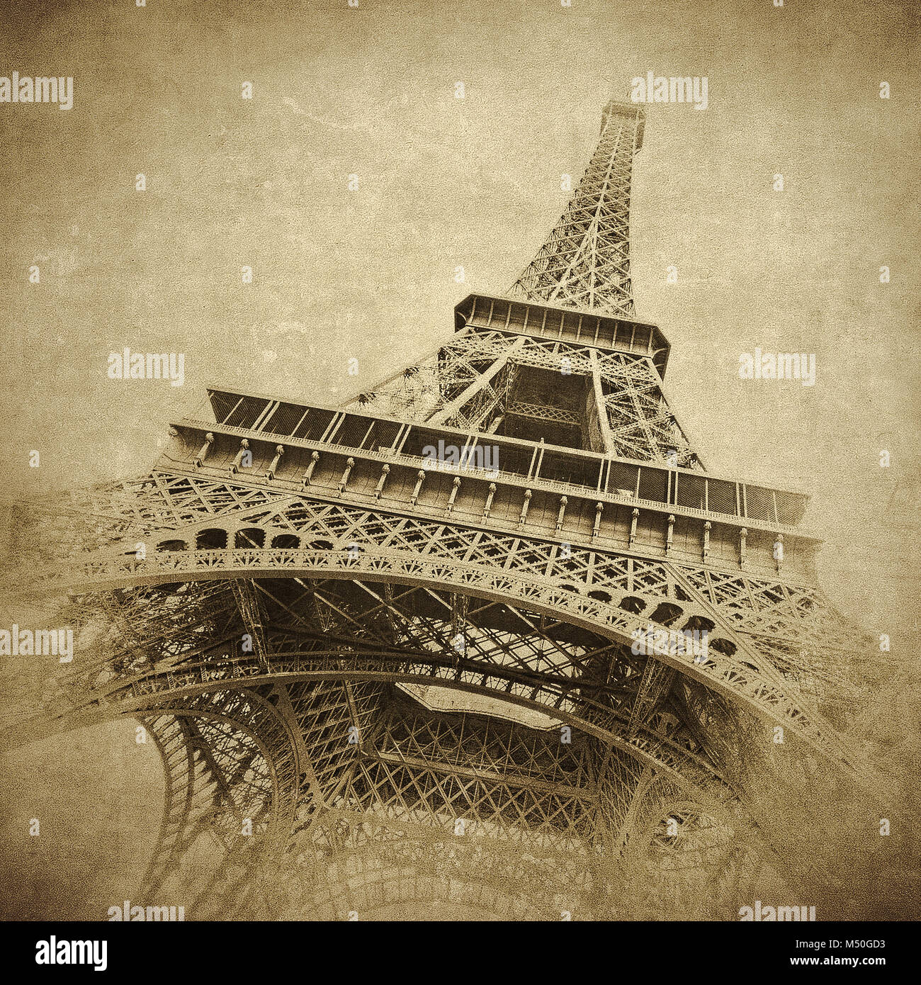 Imagen vintage de Torre Eiffel, Paris, Francia Foto de stock