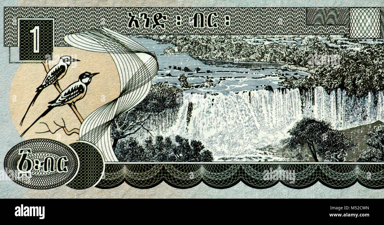 Etiopía uno 1 Birr Bank Note Foto de stock