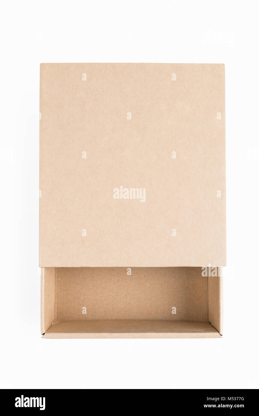 Caja de papel marrón vacío aislado Foto de stock