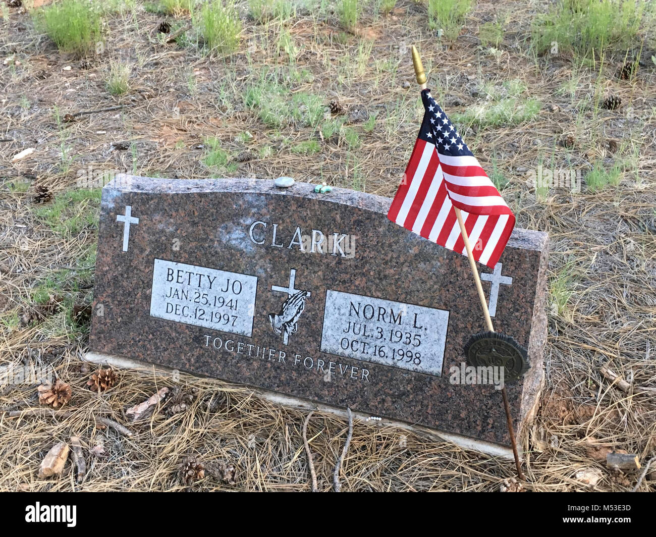 El Parque Nacional del Gran Cañón pionero Cementerio - Memorial Day . Utilizado por primera vez antes de la creación del parque nacional, pero no dedicado oficialmente hasta 1928, el cementerio sirve como un lugar de descanso para muchas familias Grand Canyon temprana y pioneros. El cementerio de la Villa Gran Cañón National Historic District-tiene más de 390 tumbas individuales, varias de las cuales datan de antes de la creación del parque y de la dedicación de la cemete Foto de stock