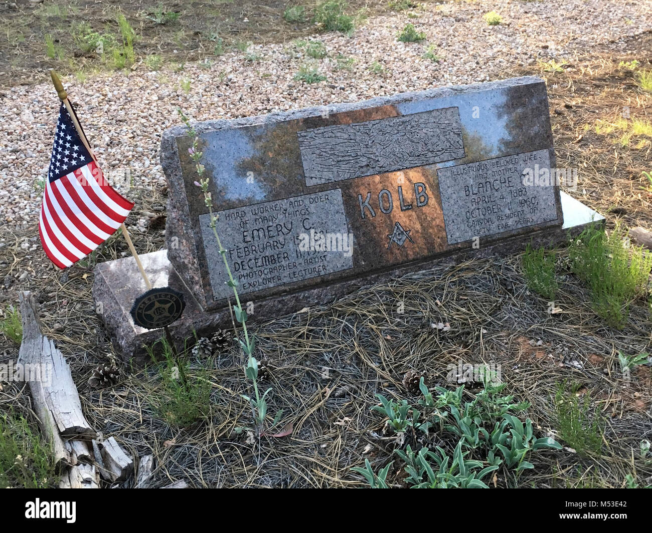 El Parque Nacional del Gran Cañón pionero Cementerio - Memorial Day . Utilizado por primera vez antes de la creación del parque nacional, pero no dedicado oficialmente hasta 1928, el cementerio sirve como un lugar de descanso para muchas familias Grand Canyon temprana y pioneros. El cementerio de la Villa Gran Cañón National Historic District-tiene más de 390 tumbas individuales, varias de las cuales datan de antes de la creación del parque y de la dedicación de la cemete Foto de stock