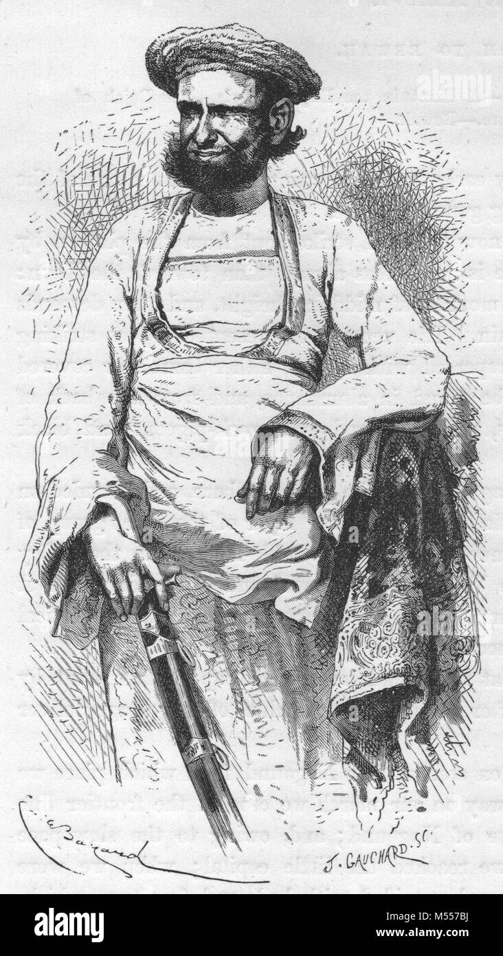 La India. El rajá de Nagound grabado antiguo, 1878 Foto de stock