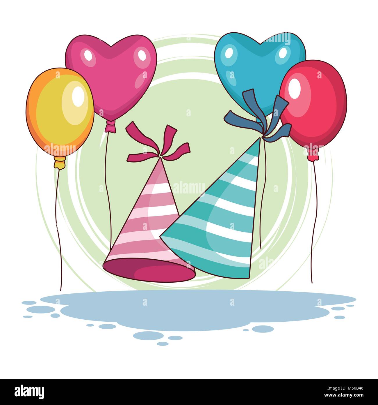 Gorros y globos de cumpleaños Imagen Vector de stock - Alamy