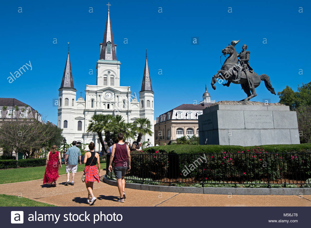 Estados Unidos, Louisiana, Nueva Orleans, el Barrio Francés, Cathedral-Basilica de San Luis, rey de Francia, también llamada la Catedral de St. Foto de stock
