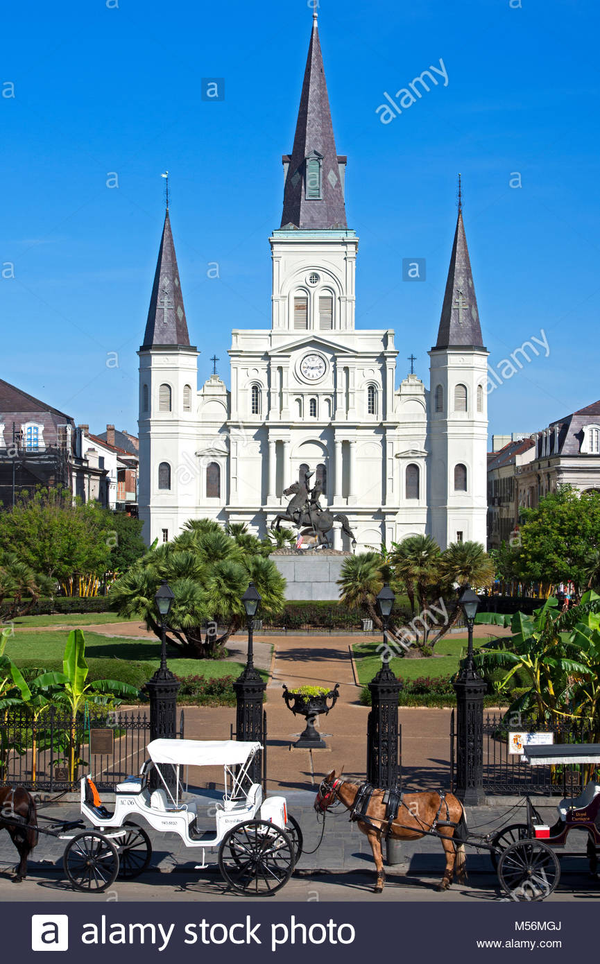 Estados Unidos, Louisiana, Nueva Orleans, el Barrio Francés, Cathedral-Basilica de San Luis, rey de Francia, también llamada la Catedral de St. Foto de stock